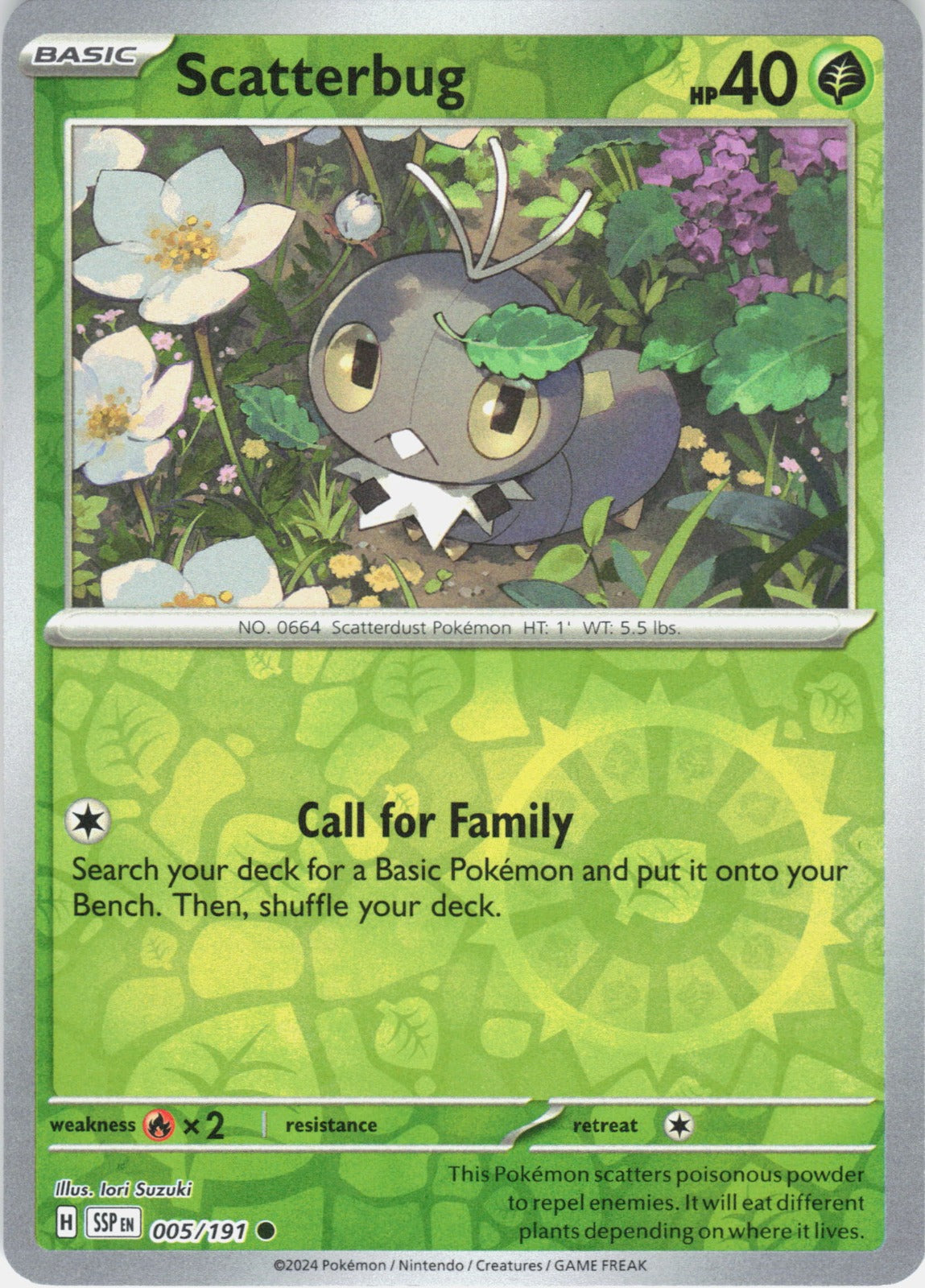 Scatterbug Reverse Holo Common SV08: Surging Sparks 005/191 NM