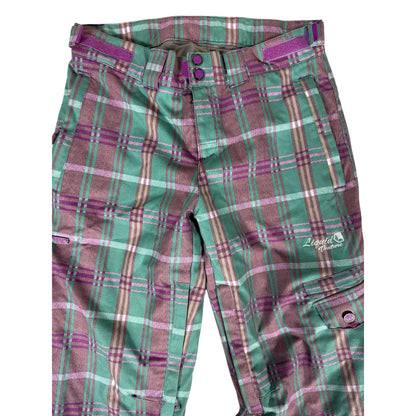 Women's Venture Liquid 5000mm Green and Pink Plaid Snow pants Medium