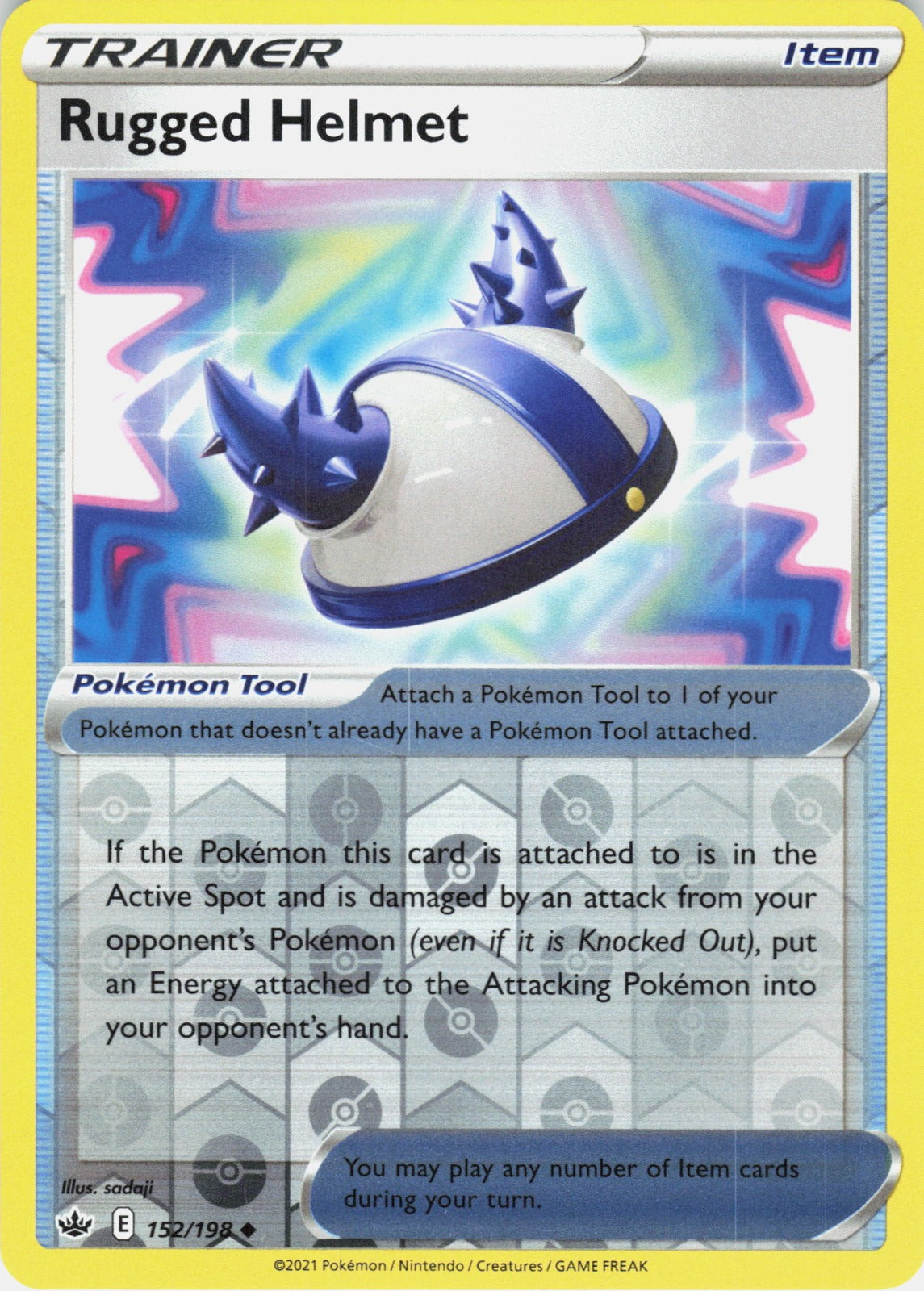 Rugged Helmet Reverse Holo Uncommon SWSH06: Chilling Reign 152/198 NM