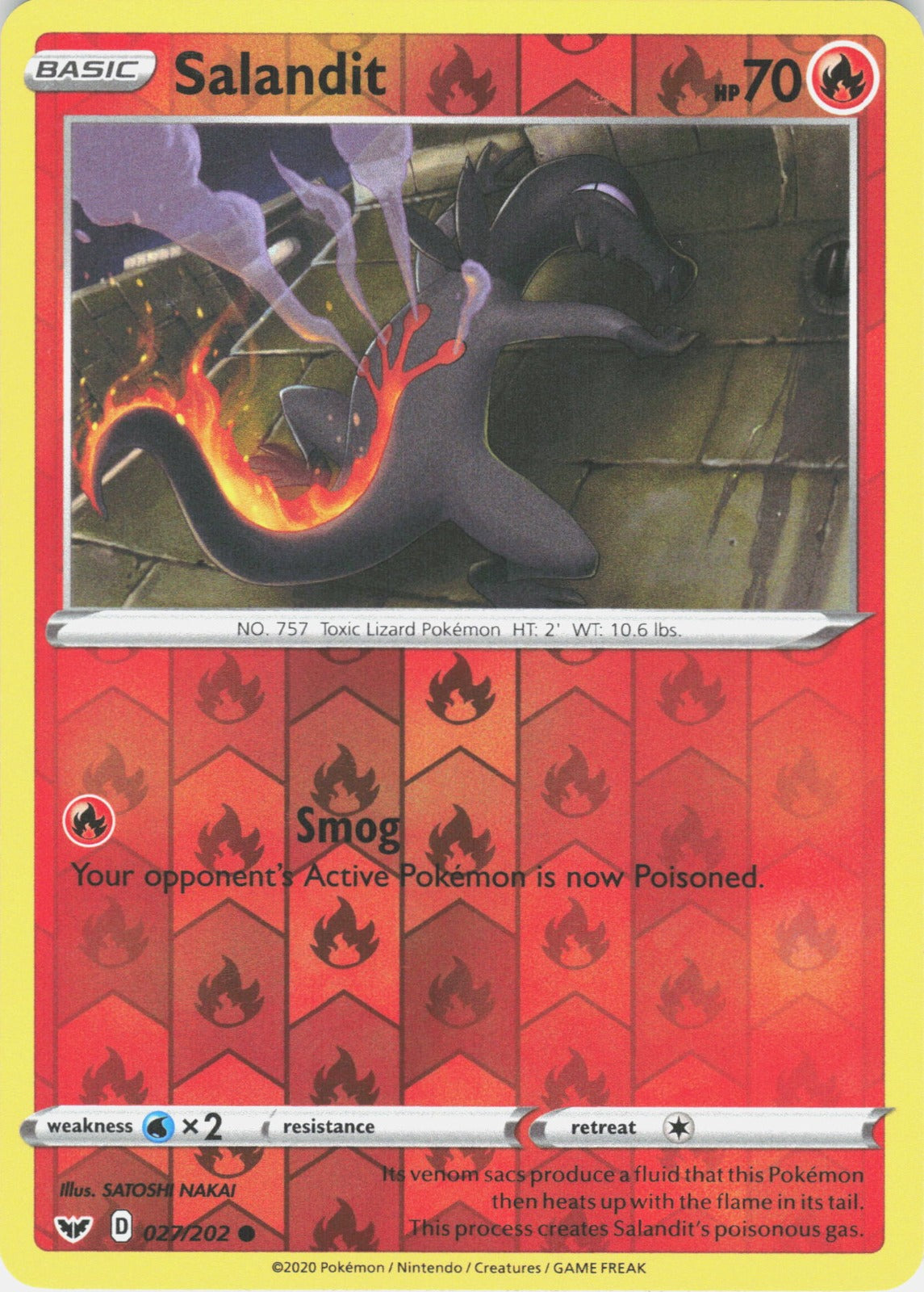Salandit Reverse Holo Common SWSH01: Sword & Shield Base Set 027/202 NM