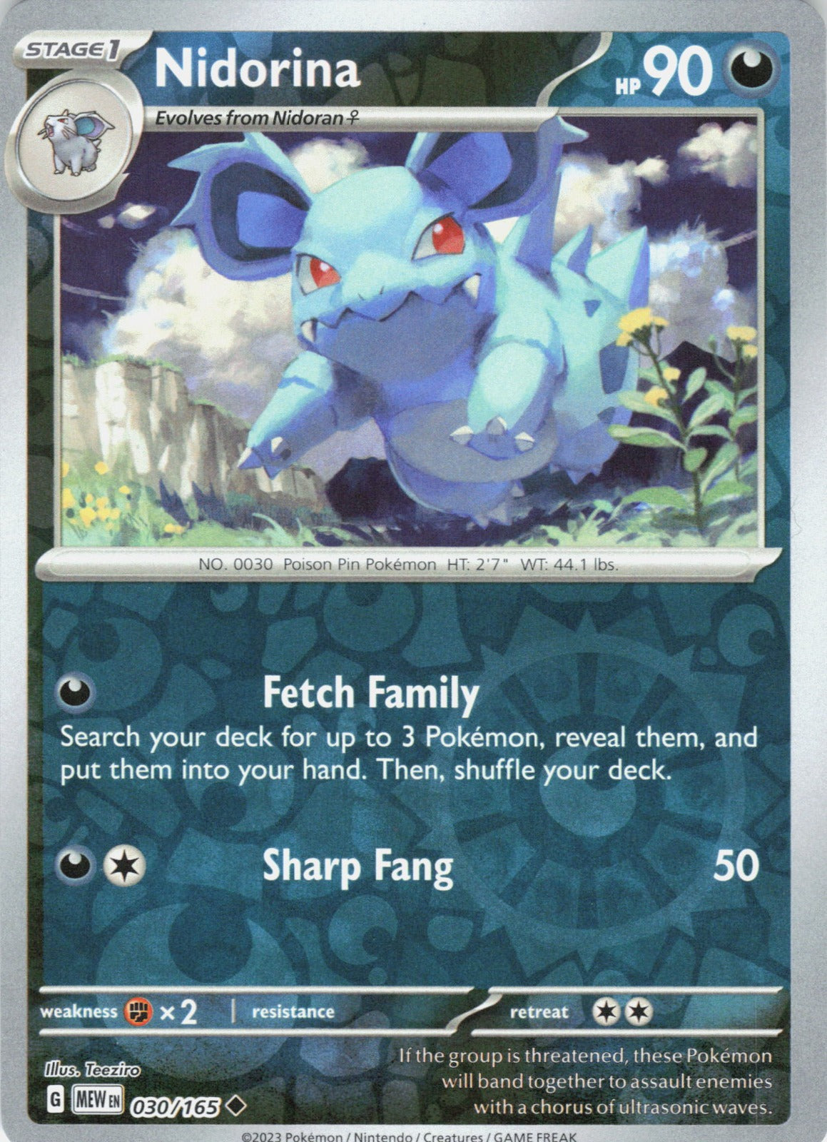 Nidorina Reverse Holo Uncommon SV: Scarlet & Violet 151 030/165 NM