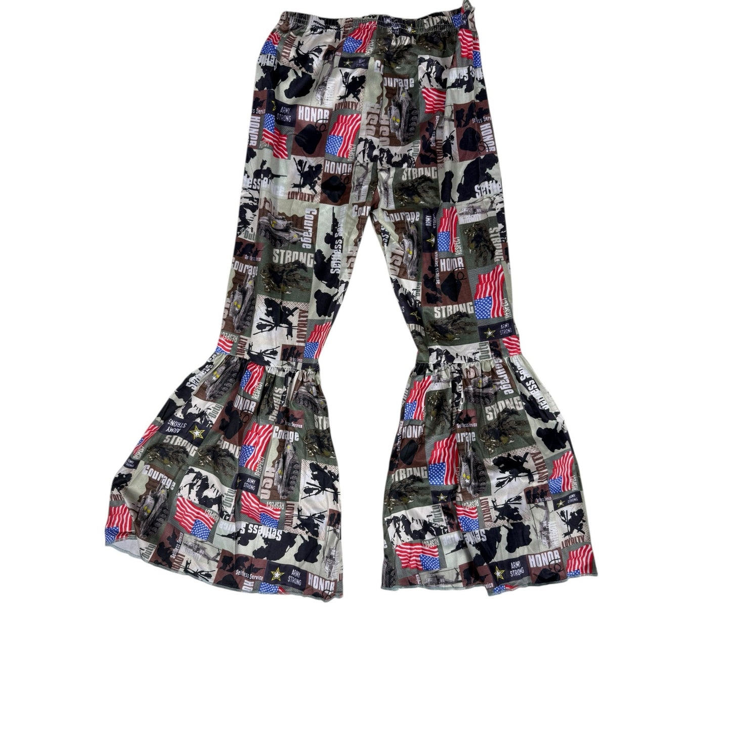 New Girls Bell Bottom Pants Size 3XL (7-8T) Army Proud Patriotic