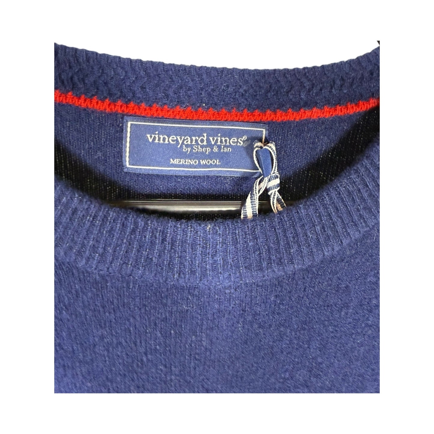 Vineyard Vines Sweater Men's Large Nautical Navy 100% Merino Wool crewneck