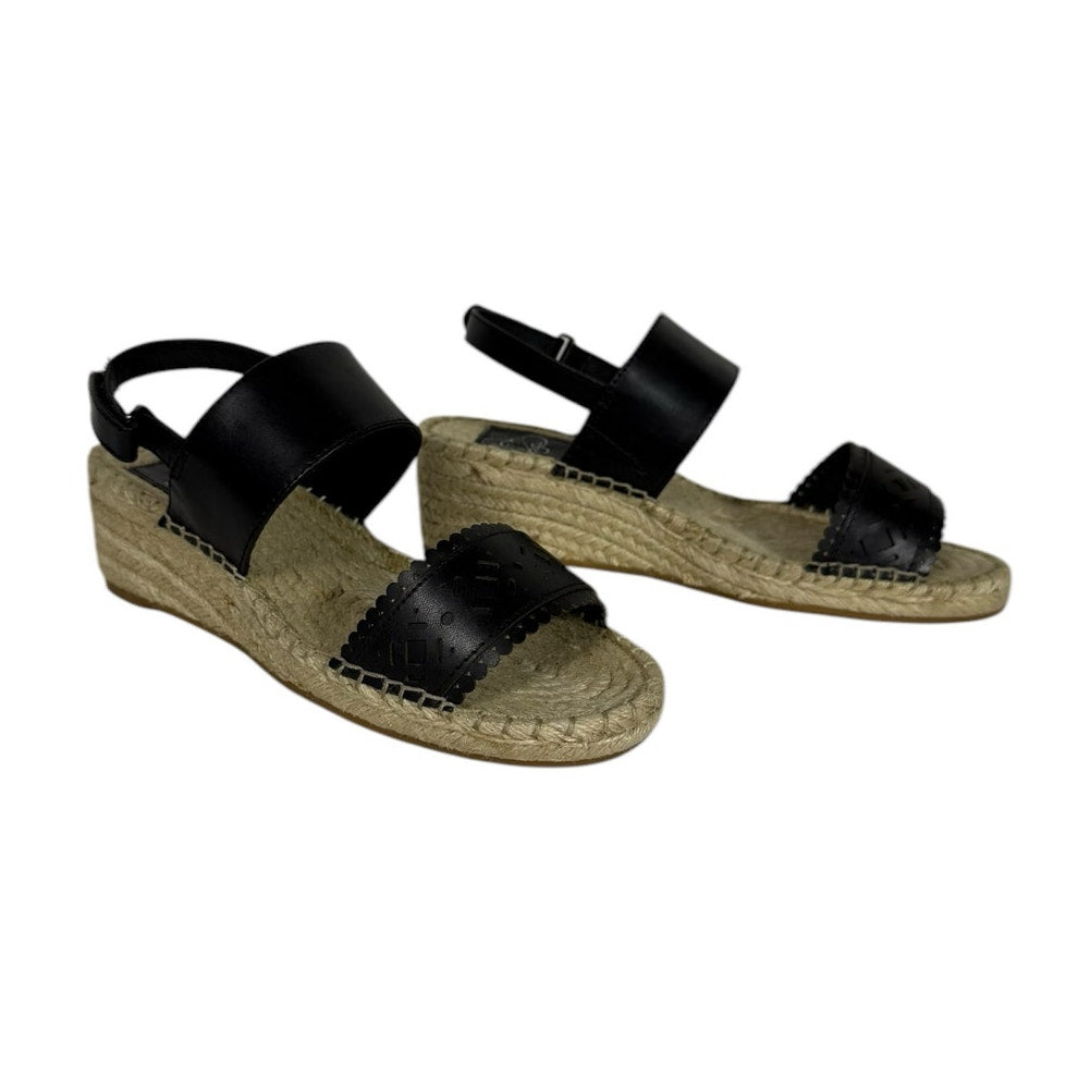 NIB Landing Craft Espadrille Black Size 4.5 (35) Open Toe Ankle Strap