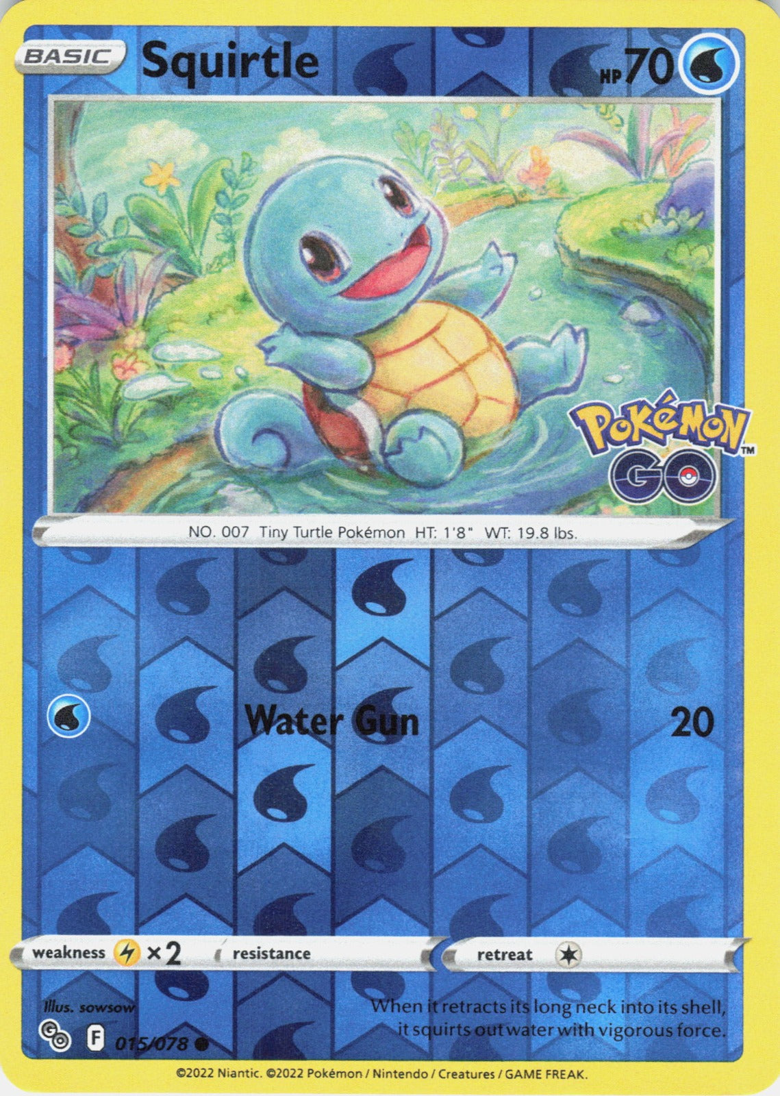 Squirtle Reverse Holo Common Pokemon GO 015/078 NM