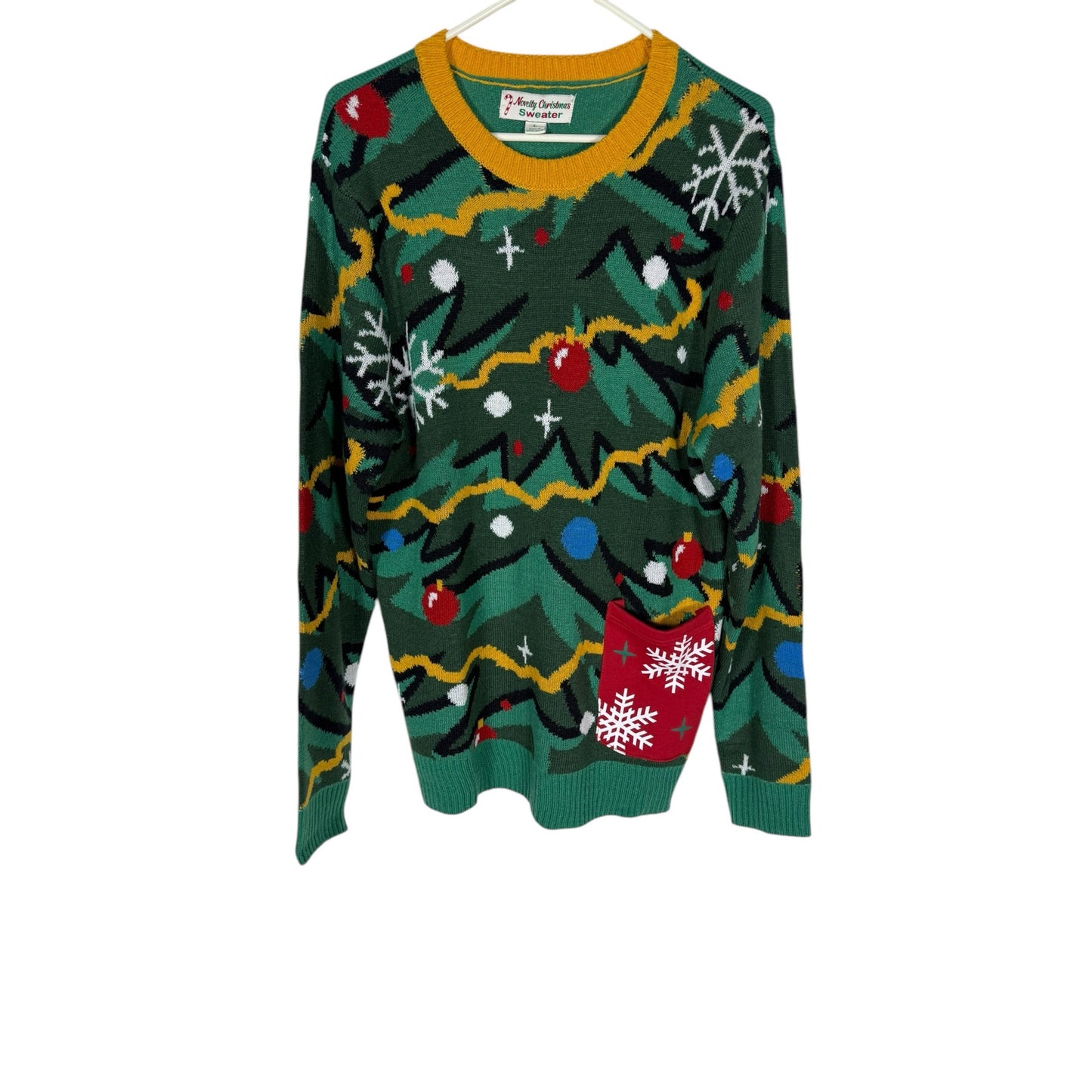 Merry Christmas Sweater Men's Green Large Ugly Sweater Crewneck