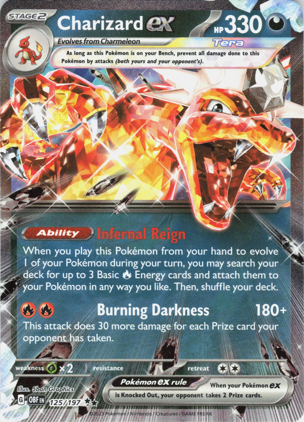 Charizard ex Holo Double Rare SV03: Obsidian Flames 125/197 NM
