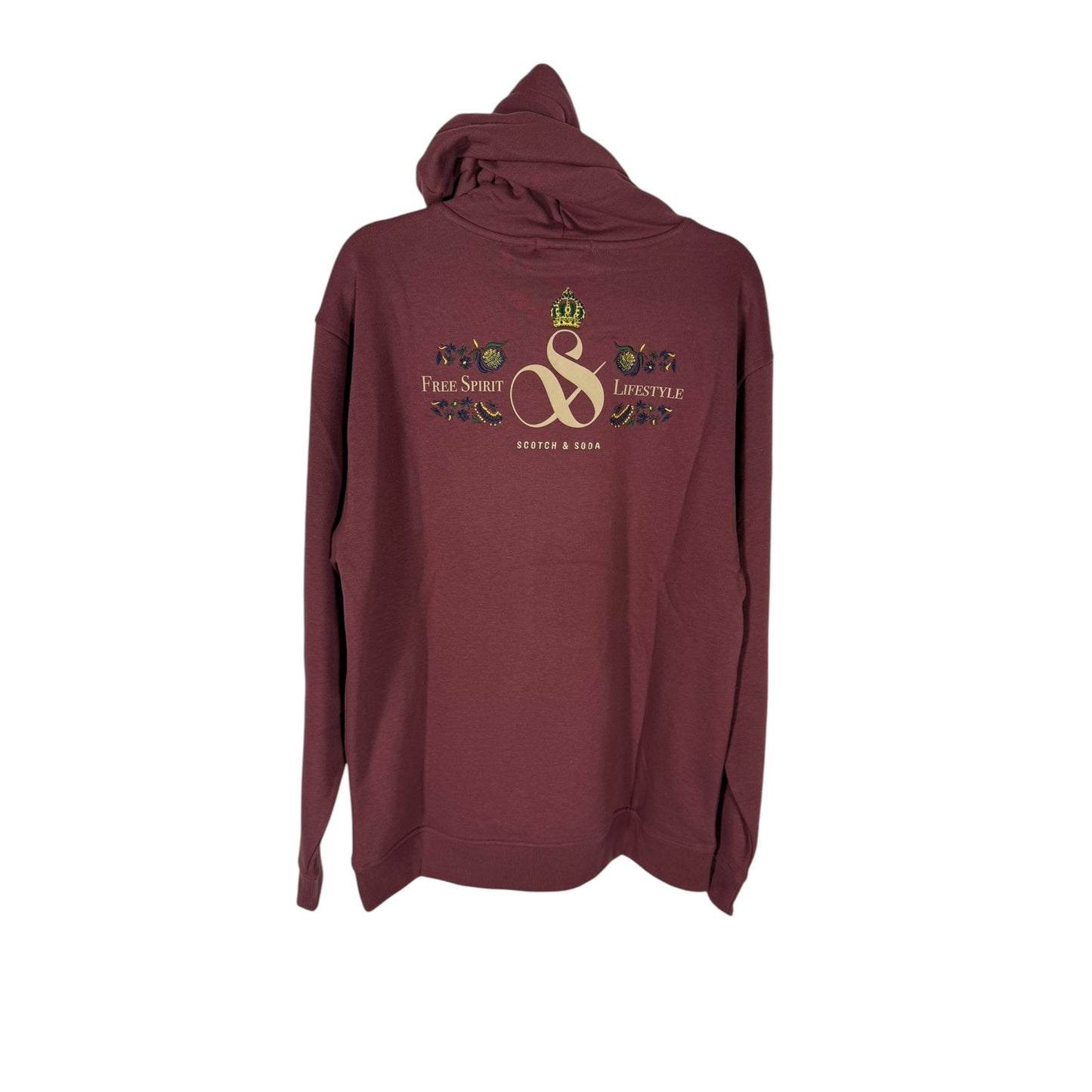 NWT Scotch & Soda Hoodie Men's Large Burgundy Free Spirit Pullover