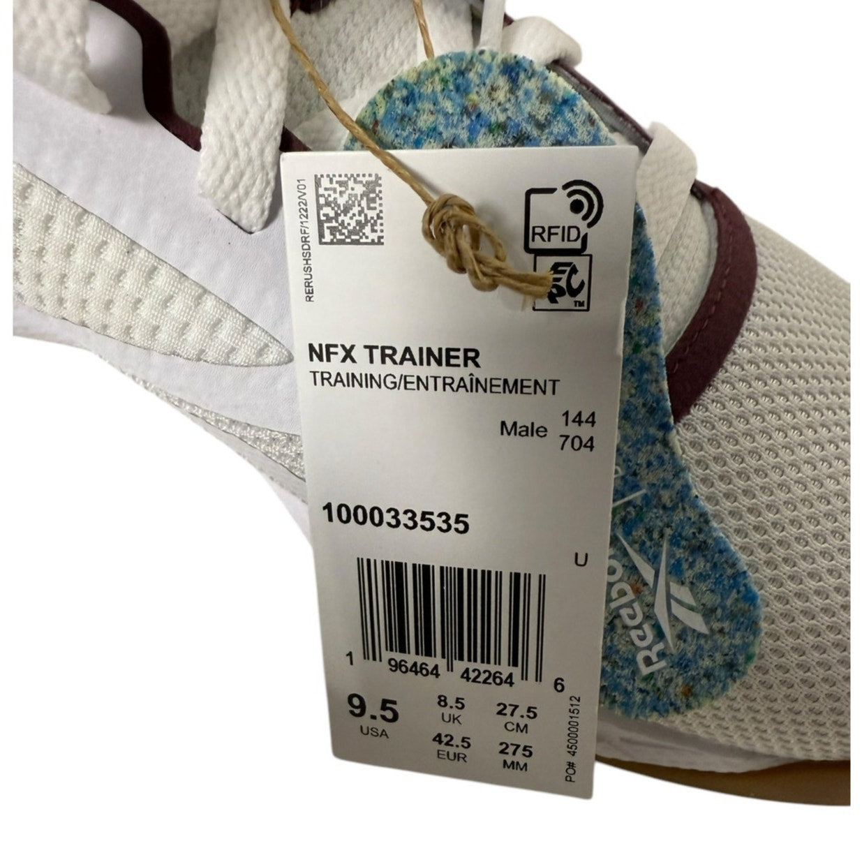 Reebok NFX Trainer Mens 9.5 White Canvas Lace Up Athletic Cross Training Shoes