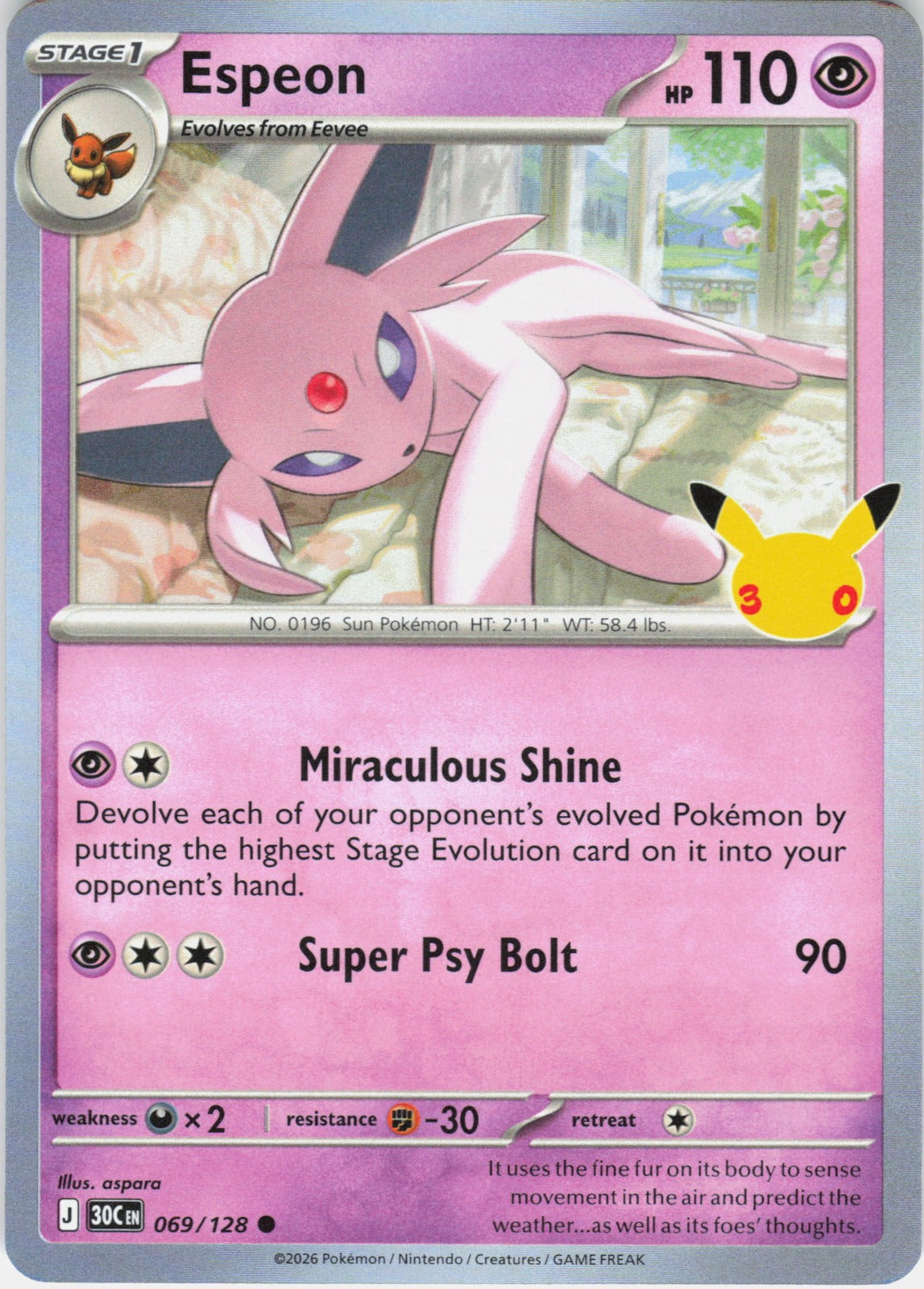 Espeon Common ME: 30th Celebration 069/128 NM