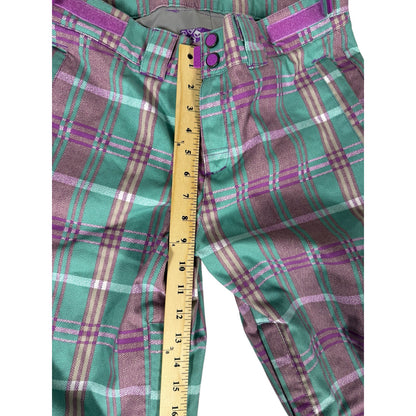 Women's Venture Liquid 5000mm Green and Pink Plaid Snow pants Medium