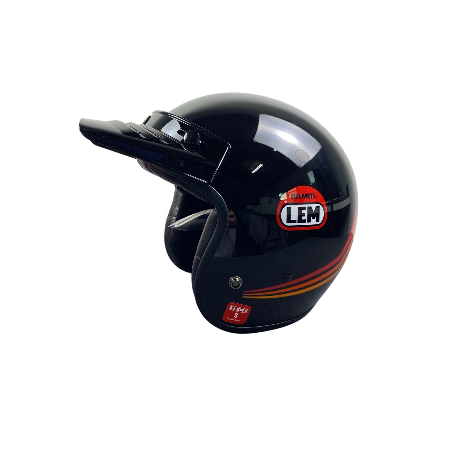 New LEM Helmet-Glossy Black Size Small Half Helmet Motorcycle scooter retro