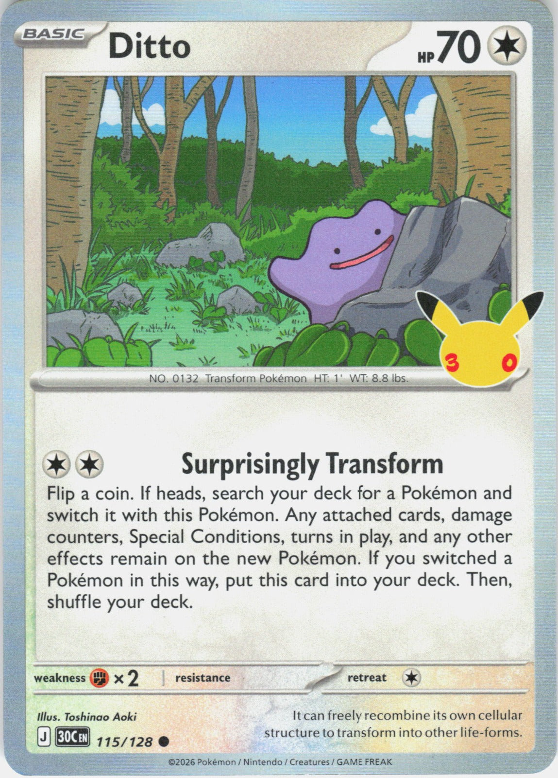 Ditto Holo Common ME: 30th Celebration 115/128 NM