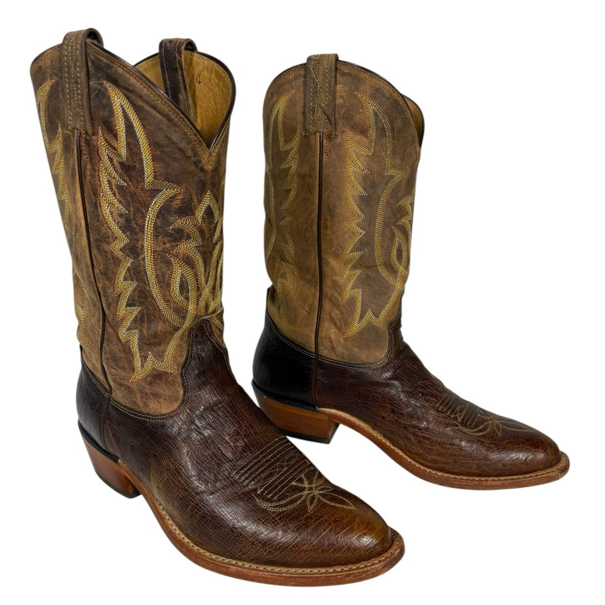 Tony Lama Ostrich Leather Cowboy Boots - Men's Size 10EE