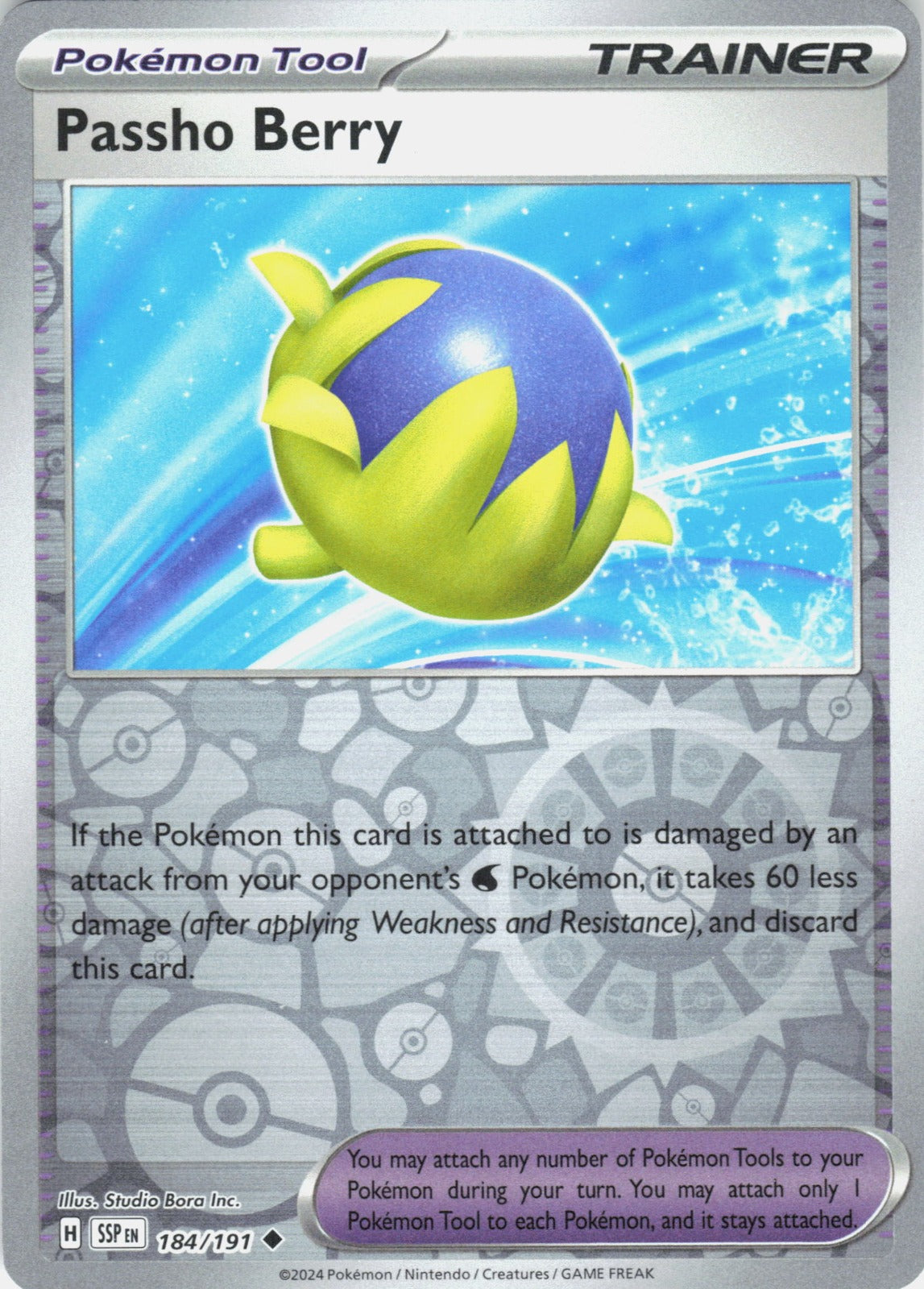 Passho Berry Reverse Holo Uncommon SV08: Surging Sparks 184/191 NM