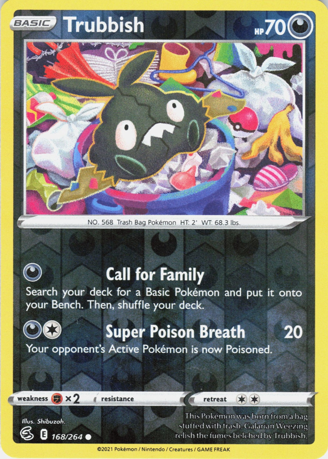 Trubbish Reverse Holo Common SWSH08: Fusion Strike 168/264 NM