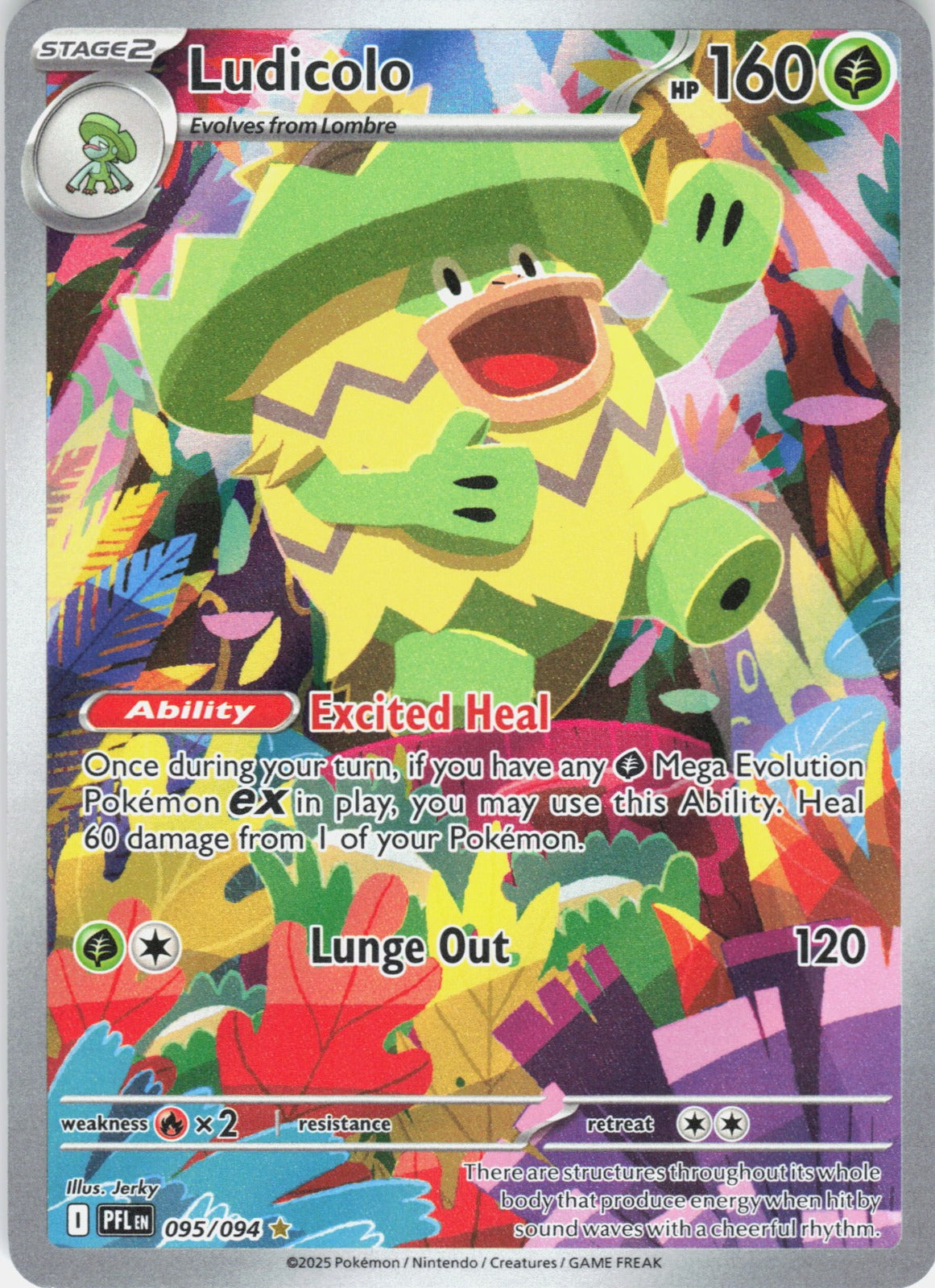 Ludicolo Holo Illustration Rare ME02: Phantasmal Flames 095/094 NM
