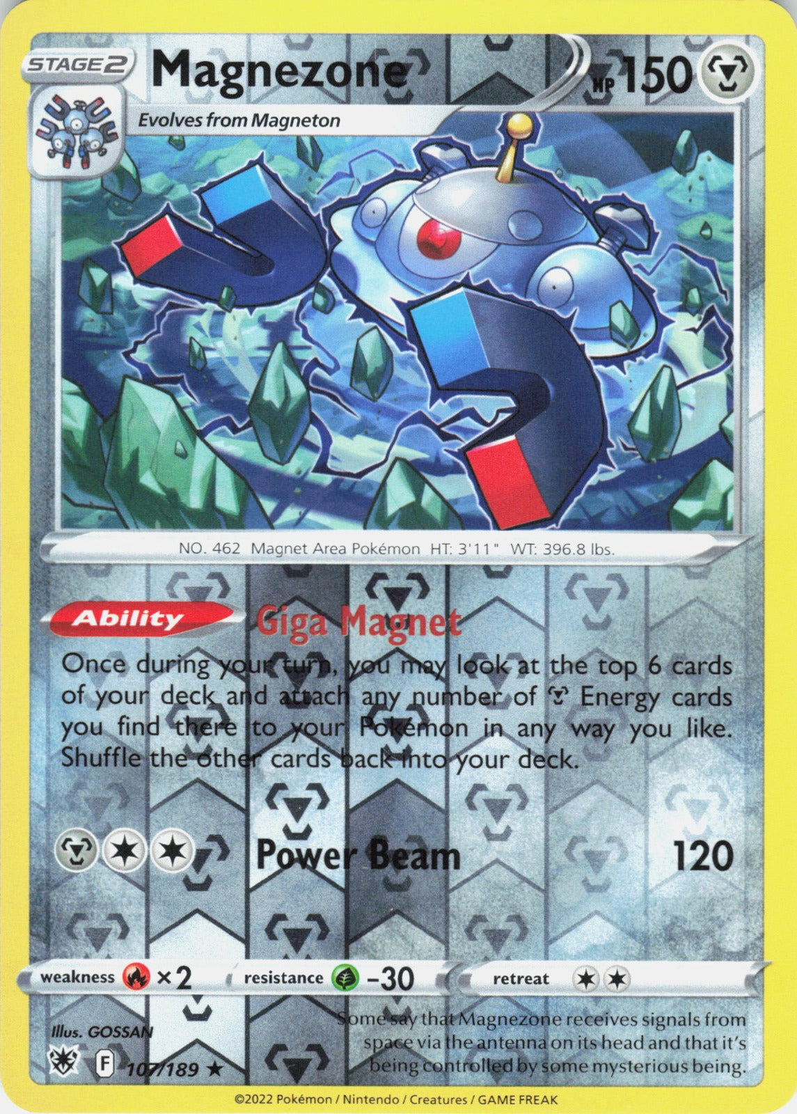 Magnezone Reverse Holo Holo Rare SWSH10: Astral Radiance 107/189 NM
