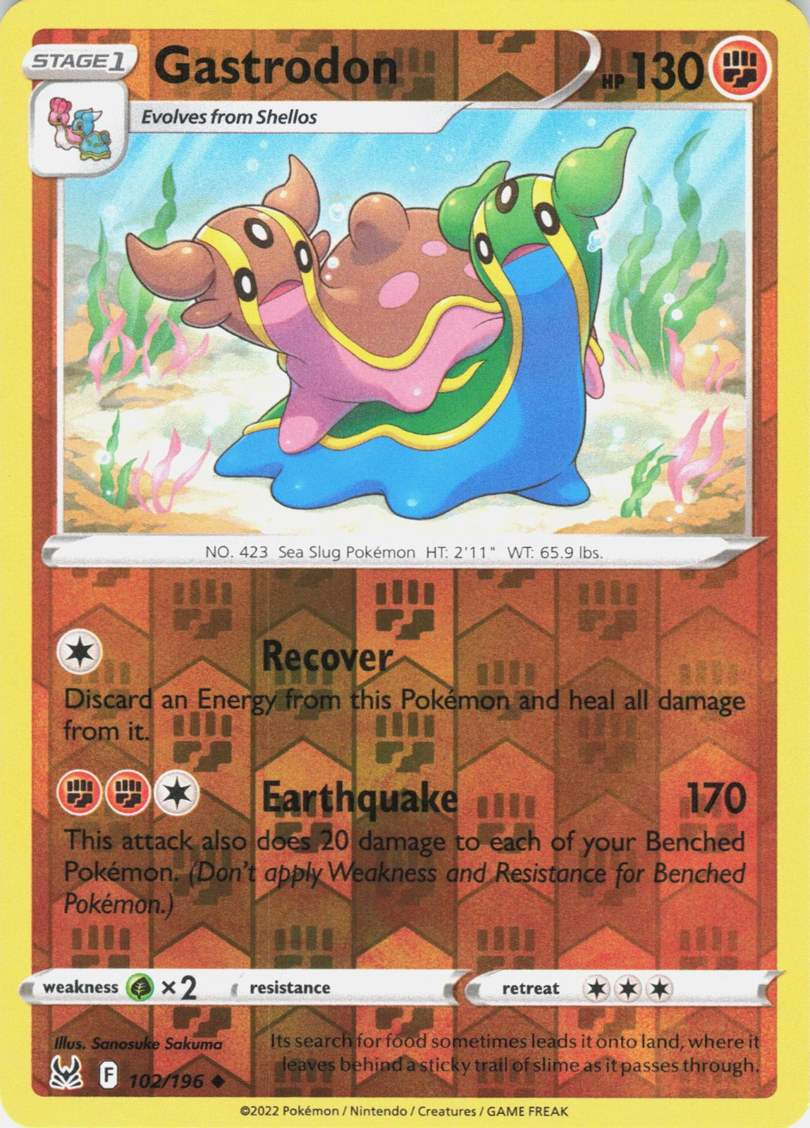 Gastrodon Reverse Holo Uncommon SWSH11: Lost Origin 102/196 NM