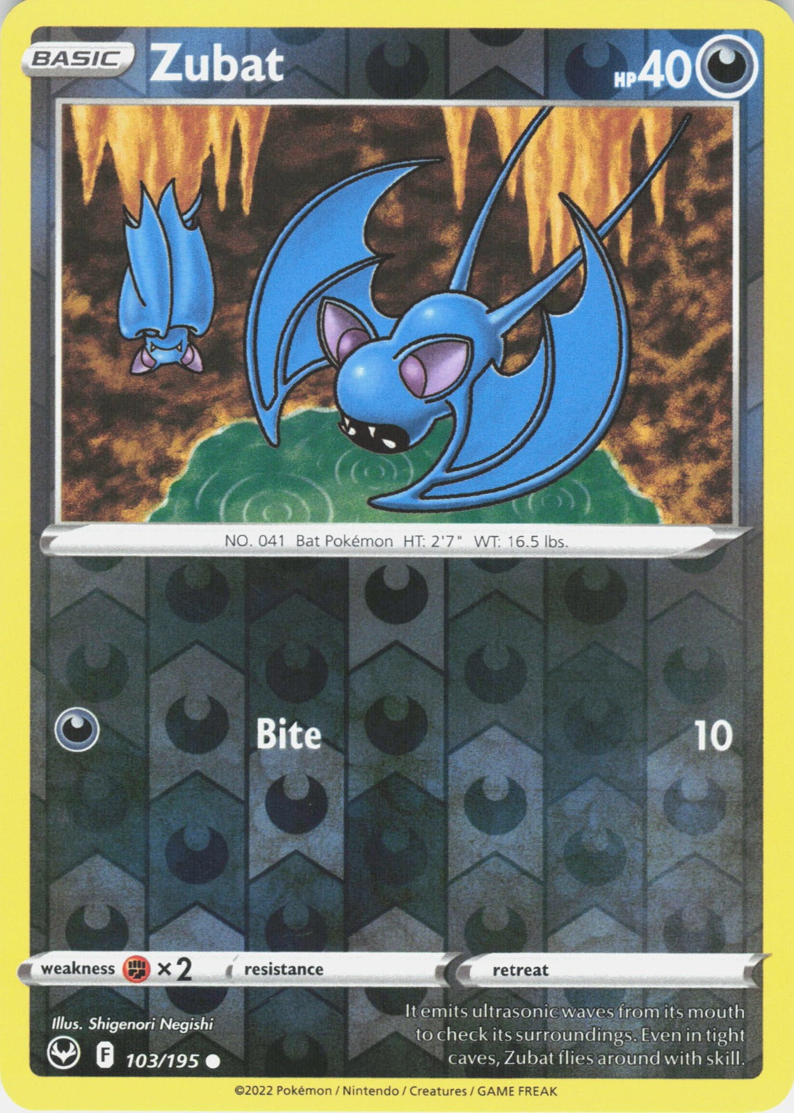 Zubat Reverse Holo Common SWSH12: Silver Tempest 103/195 NM