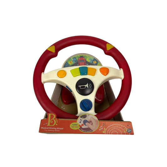 New B. Toys Toy Steering Wheel Woofer's Musical Driving Wheel Red