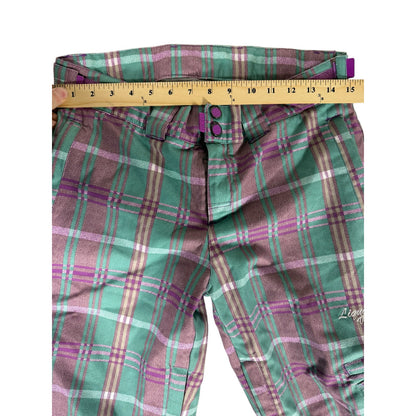 Women's Venture Liquid 5000mm Green and Pink Plaid Snow pants Medium