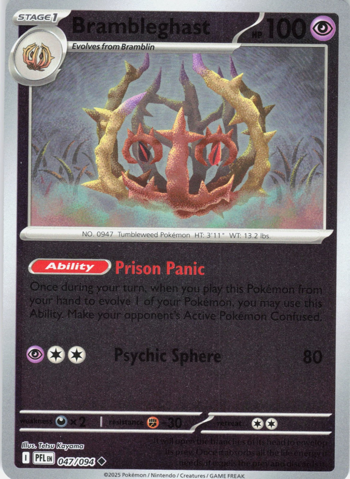 Brambleghast Reverse Holo Uncommon ME02: Phantasmal Flames 047/094 NM