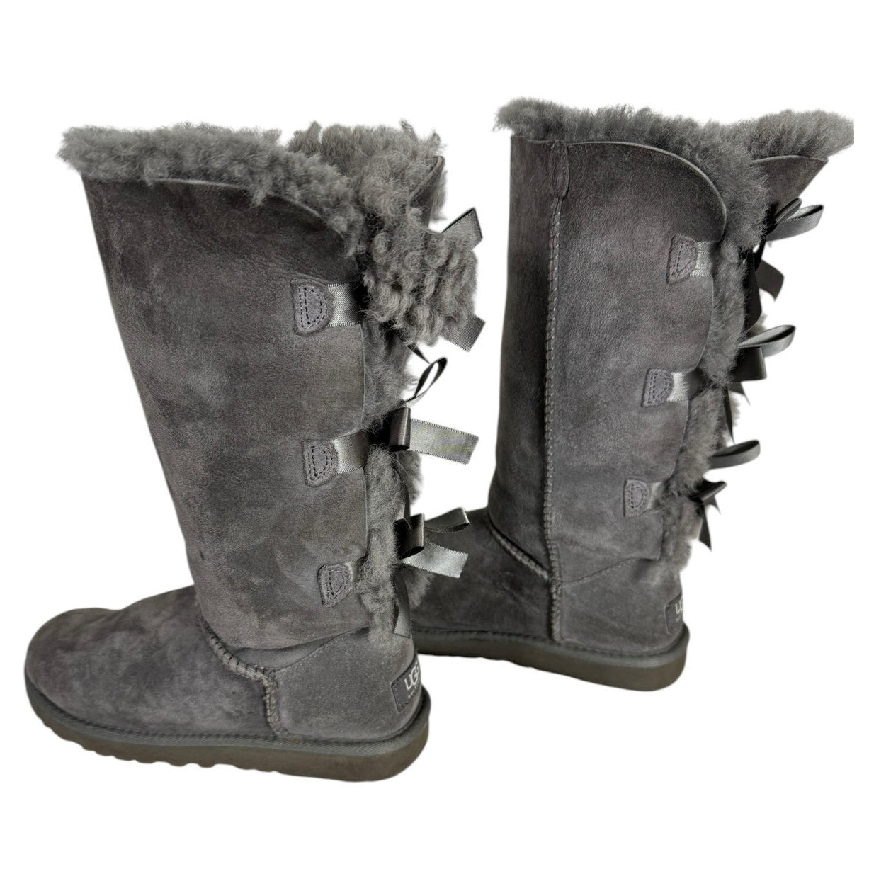 Ugg Bailey Bow Tie Boots  Women's Gray Size 6 Fur lined