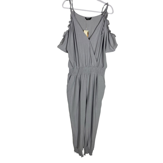 NWT Dokotoo One Piece Jumper Women's Size XL Gray Open Shoulder V Cut