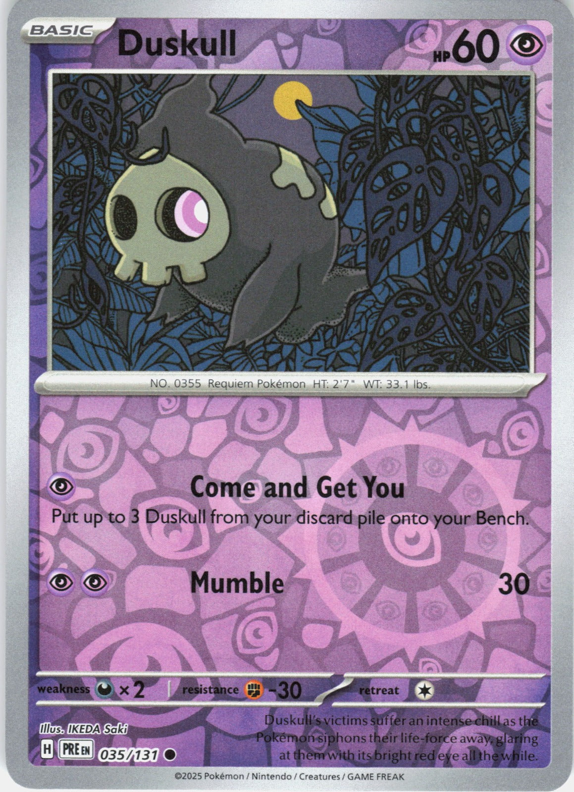 Duskull Reverse Holo Common SV: Prismatic Evolutions 035/131 NM