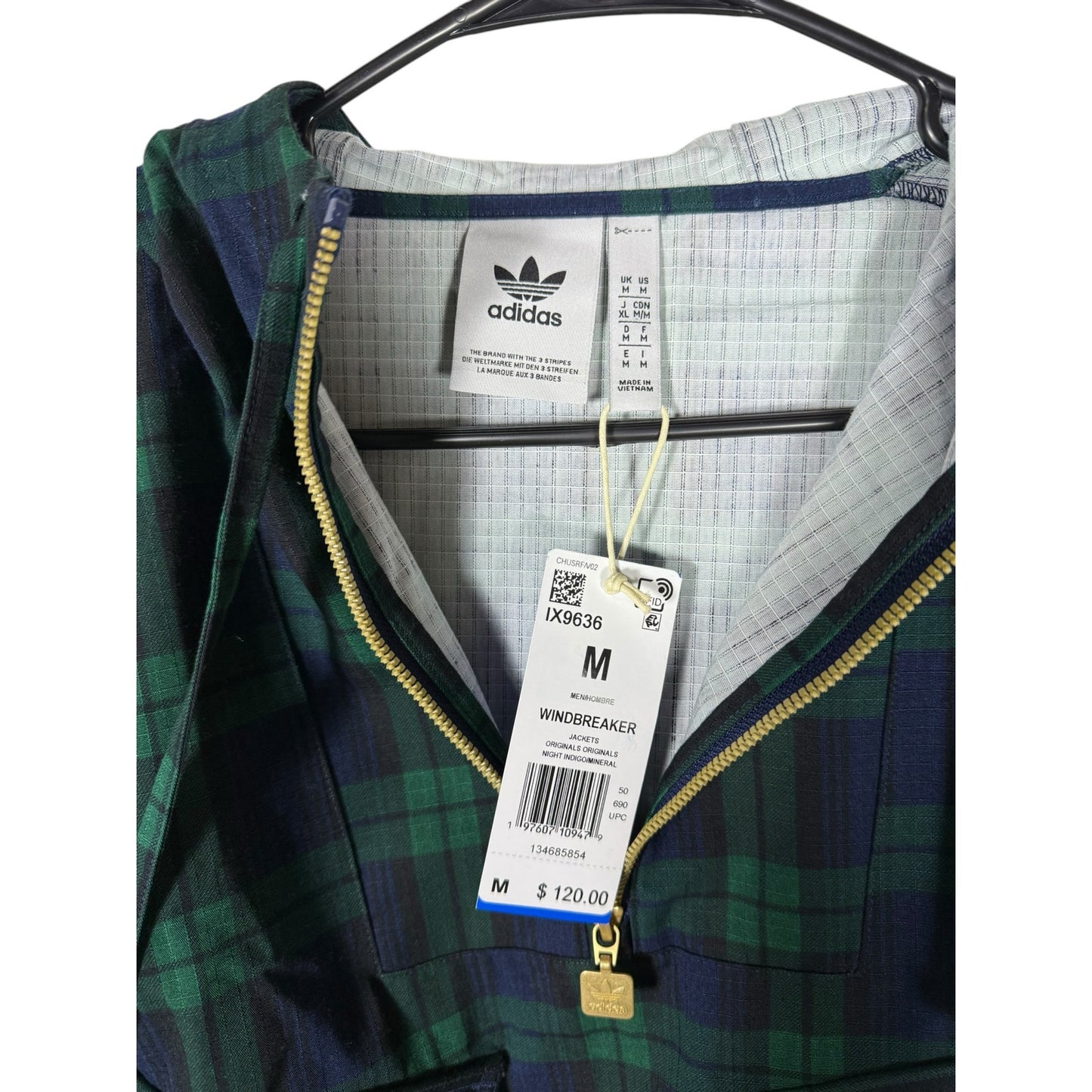 NWT Adidas Windbreaker Jackets Night Indigo Mineral Green Men`s Size Medium