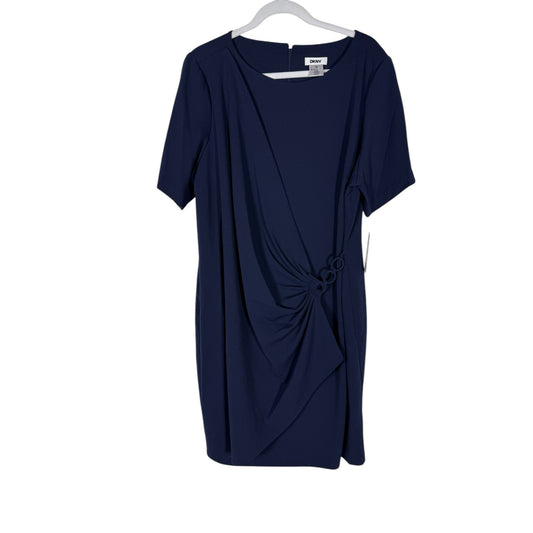 NWT DKNY Dress Women's Sheath Navy Blue 18W Short Sleeve Midi Plus Size