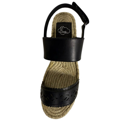 NIB Landing Craft Espadrille Black Size 4.5 (35) Open Toe Ankle Strap