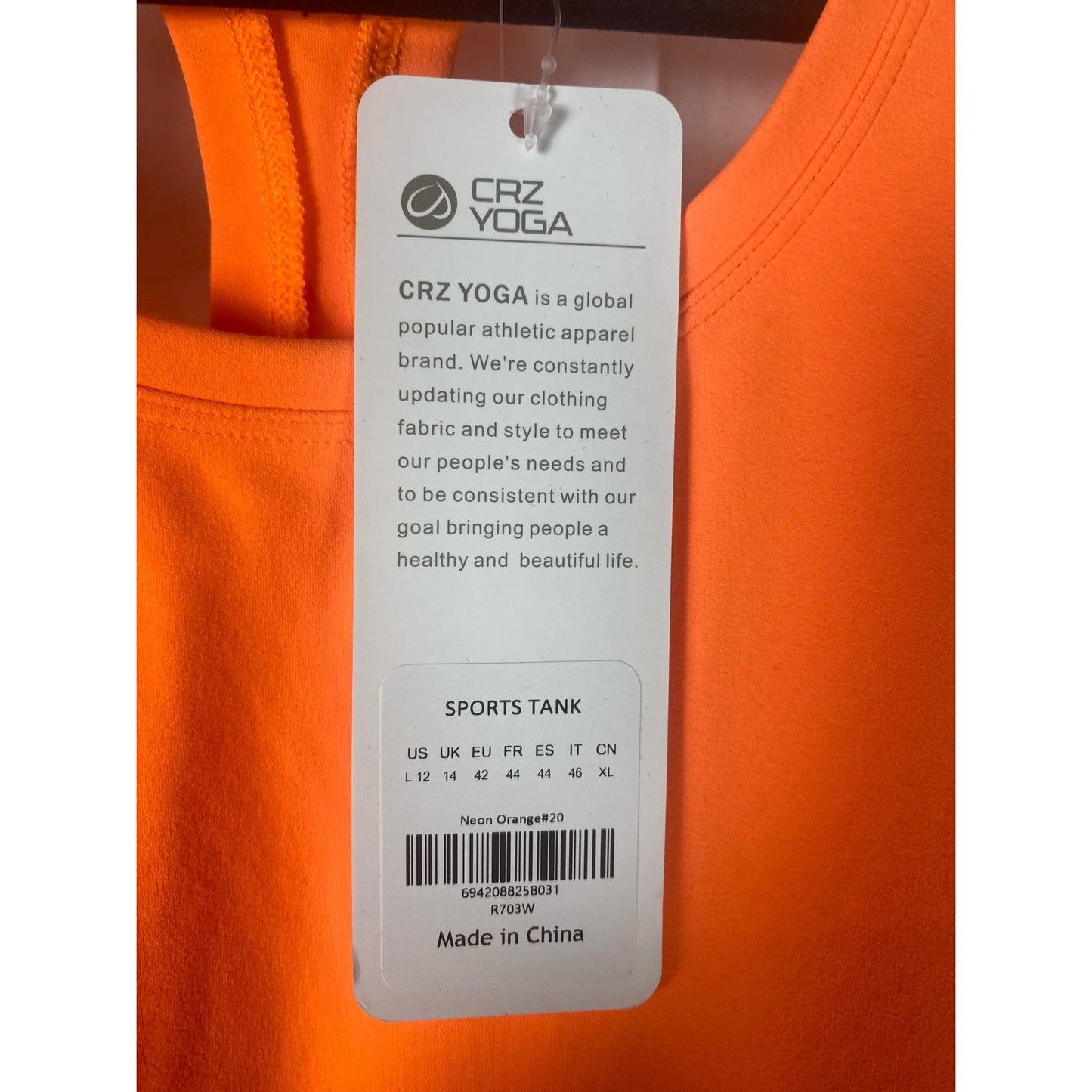 NWT Cra yoga women Large yoga top neon orange
