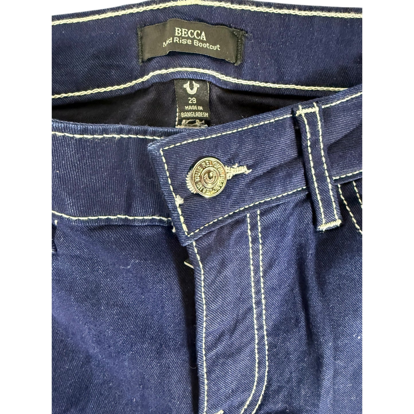 NWT True Religion Becca Jeans Women's Bootcut Dark Blue 29 Flap pocket