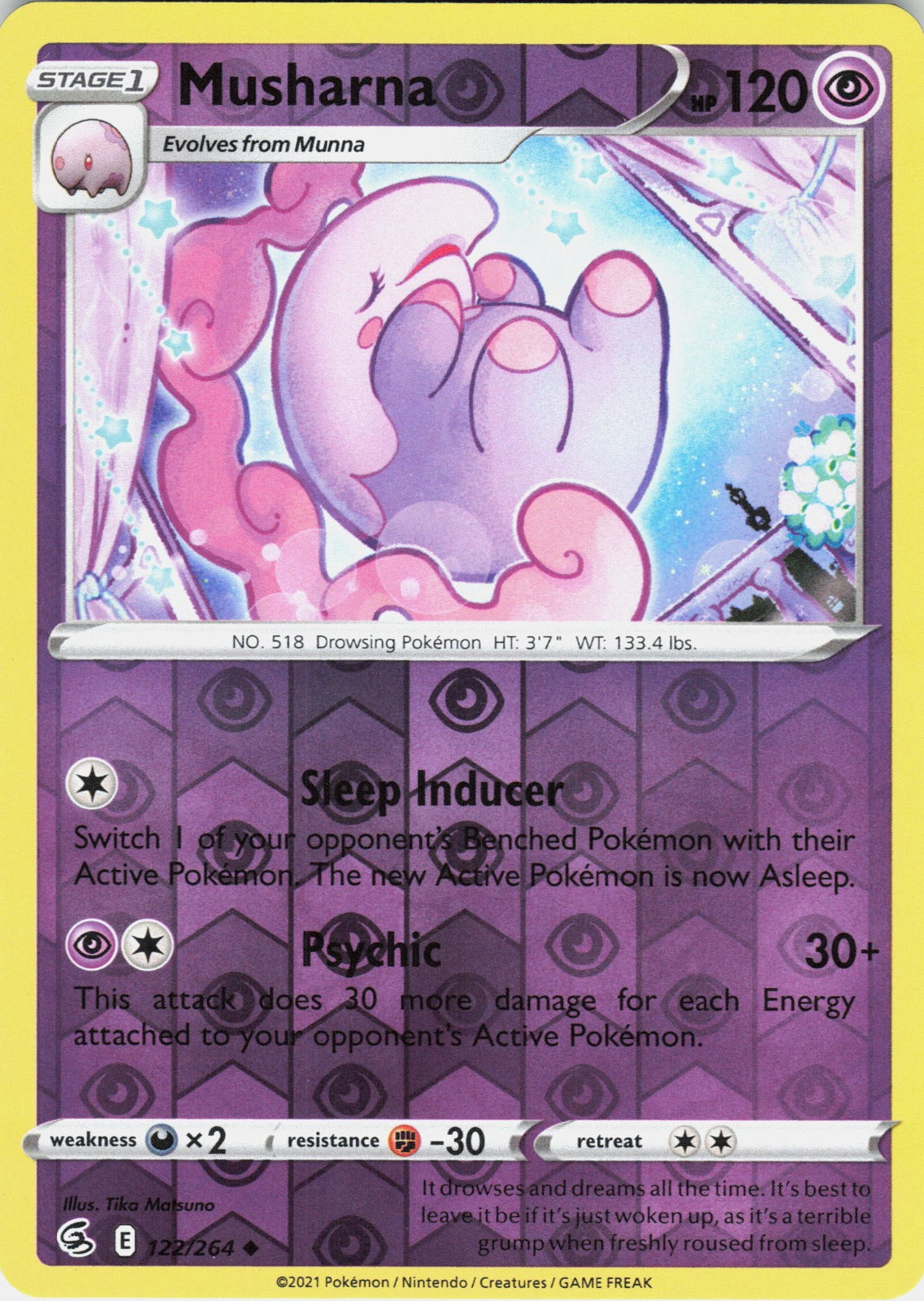 Musharna Reverse Holo Uncommon SWSH08: Fusion Strike 122/264 NM