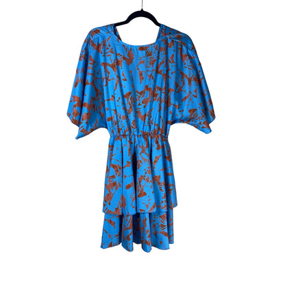 Women’s dress Blue Floral Print size medium elastic waist