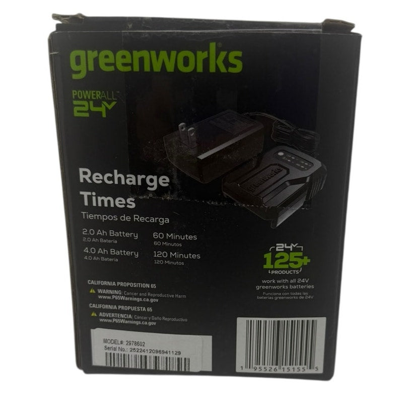 New Genuine OEM Greenworks Powerall 24V 2 Amp Compact Battery Charger