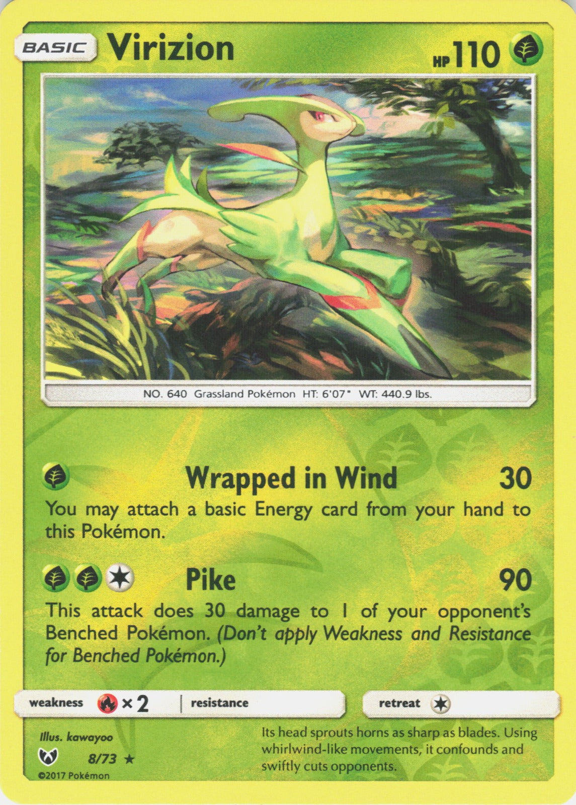 Virizion Reverse Holo Holo Rare Shining Legends 8/73 NM