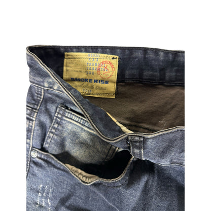 Smoke Rise Denim Jeans Men Slim Tapered 36x32 Dark Distressed Jeans