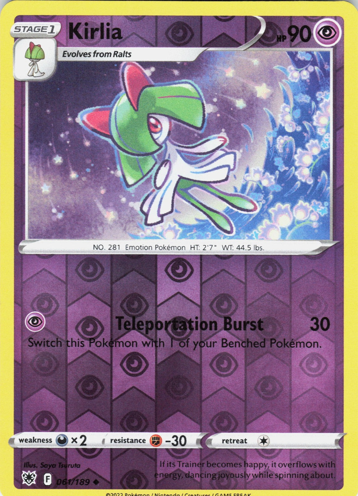 Kirlia Reverse Holo Uncommon SWSH10: Astral Radiance 061/189 NM