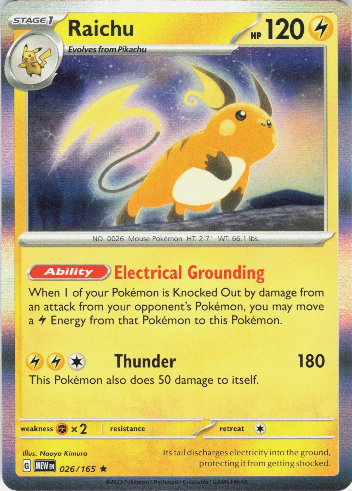 Raichu Holo Rare SV: Scarlet & Violet 151 026/165 NM