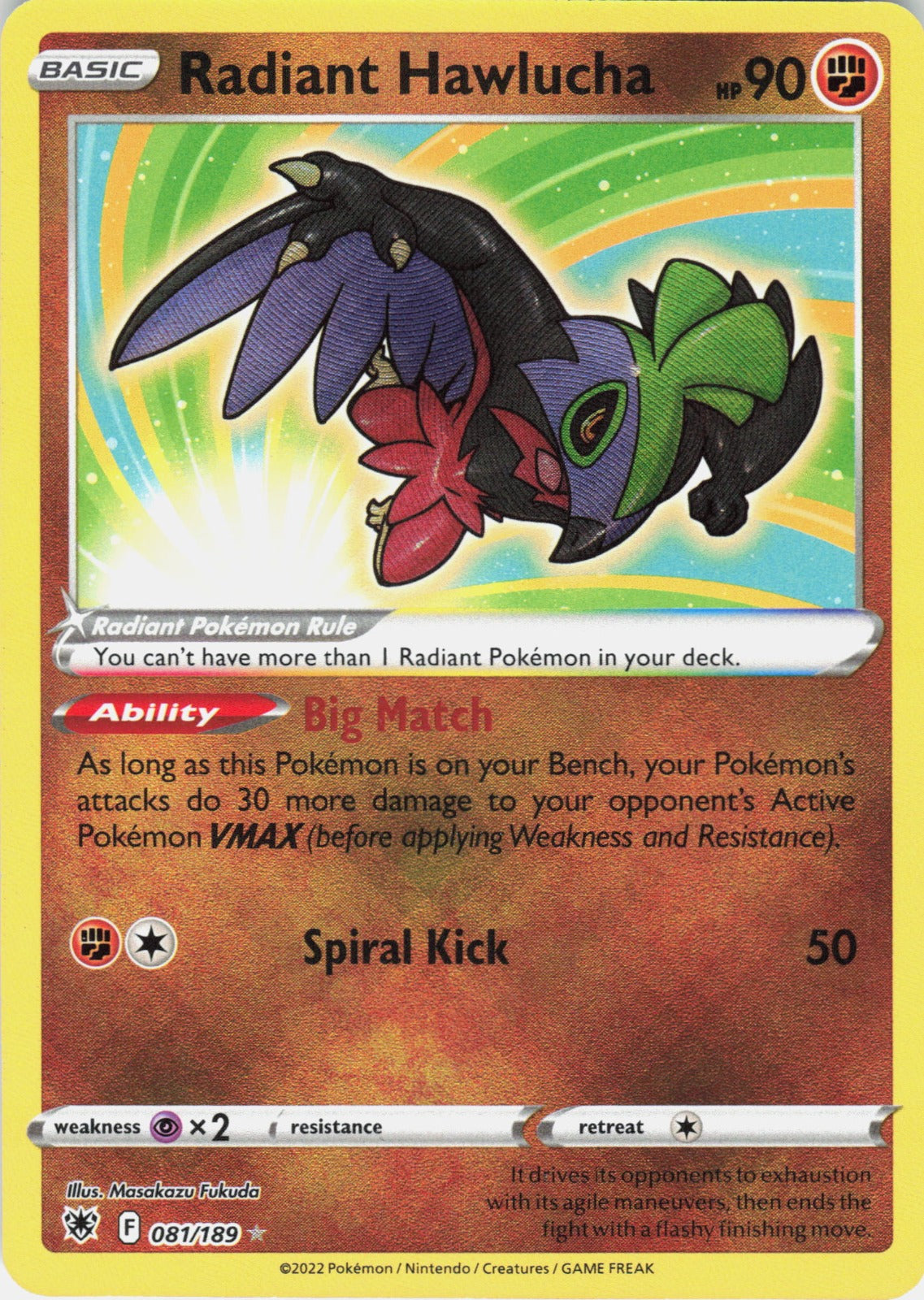 Radiant Hawlucha Holo Radiant Rare SWSH10: Astral Radiance 081/189 NM