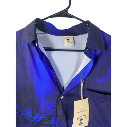 NWT Aloha  Hawaiian Shirt Men's Blue Size Large Button Down vacation