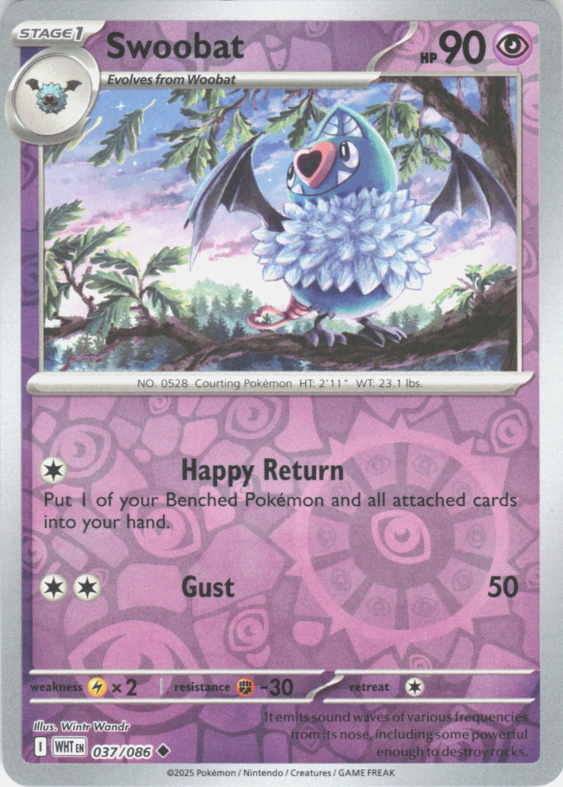 Swoobat Reverse Holo Uncommon SV: White Flare 037/086 NM