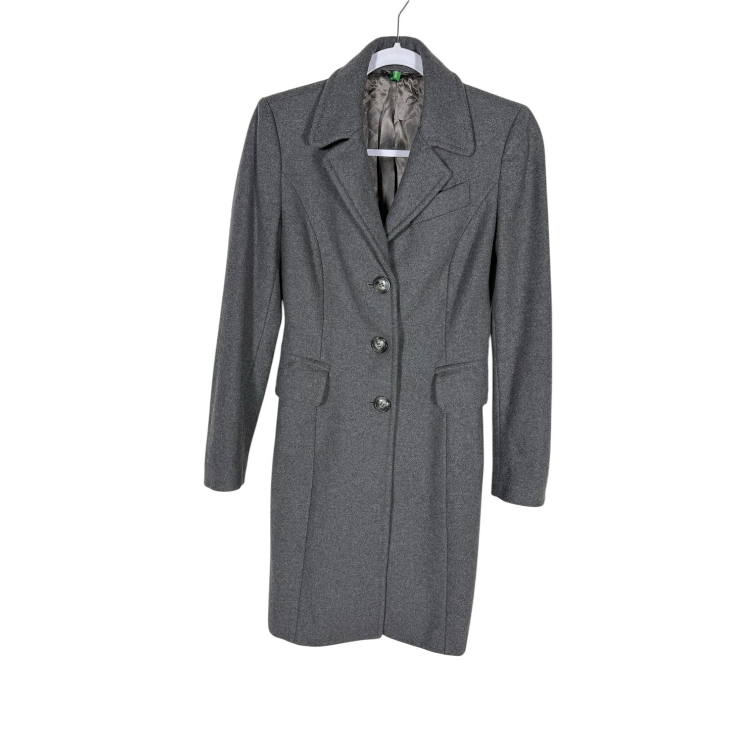 Benetton Coat women's gray size 42 button up Wool