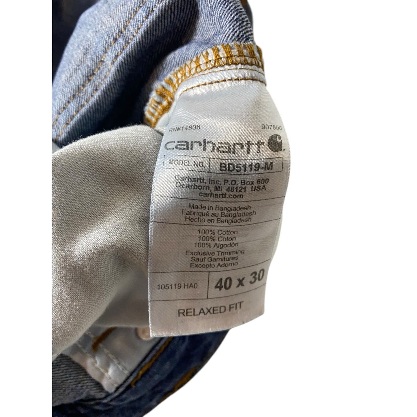 Mens Carhartt Relaxed Fit Jeans Size 40 x 30