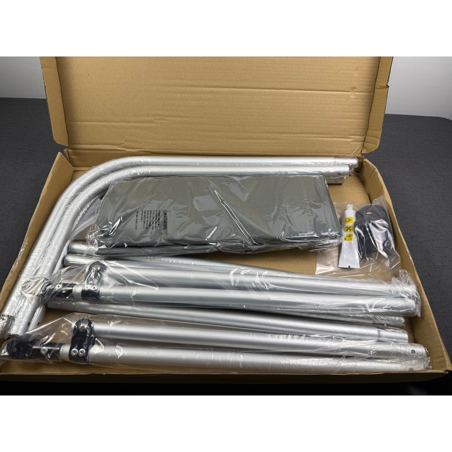 NIB Gray Bimini top for inflatable rafts Summer Sun protection aluminum frame