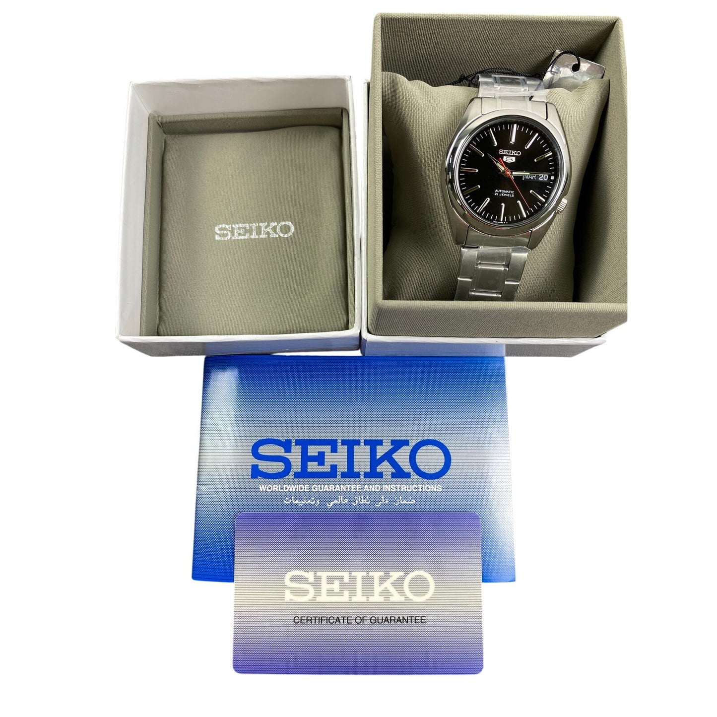 New in Box Seiko Series 5 Automatic Black Dial Men's Watch SNKL45