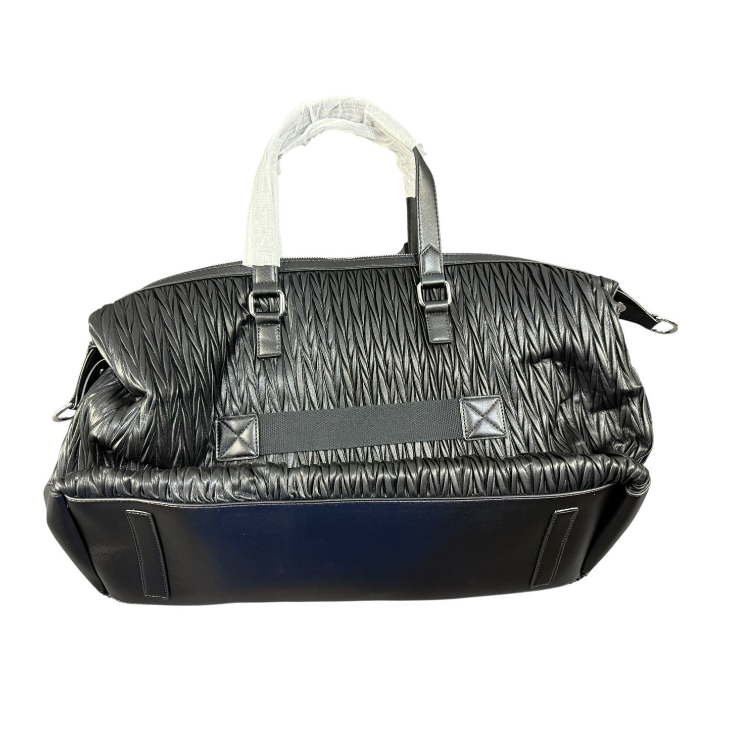 New Women's Knit Leather Large Black Tote shoulder bag with strap